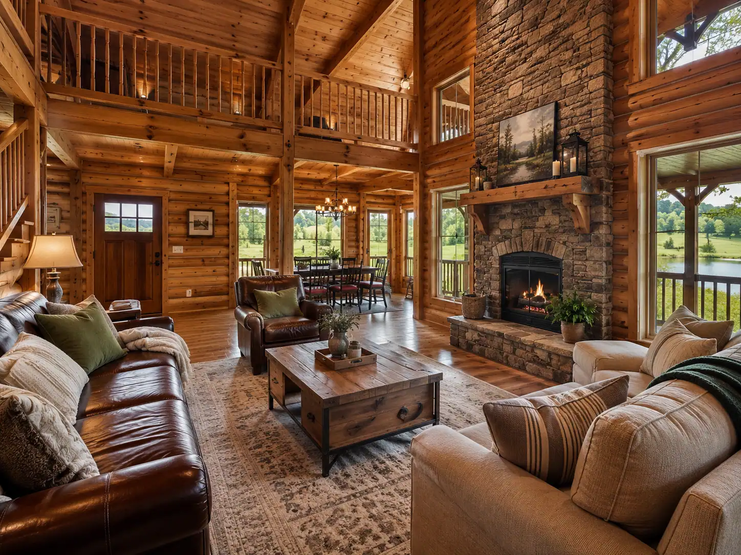 Large cabin living room