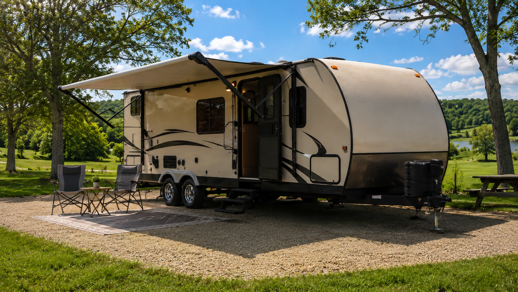 Camper set up for the trip